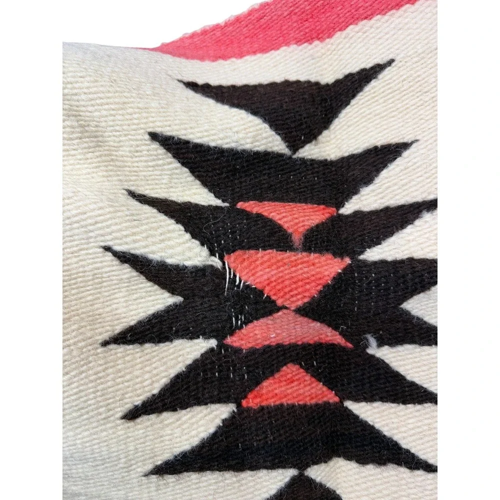 Vintage‎ Navajo Handwoven Wool Textile Small Rug Geometric Southwestern 19x18.5